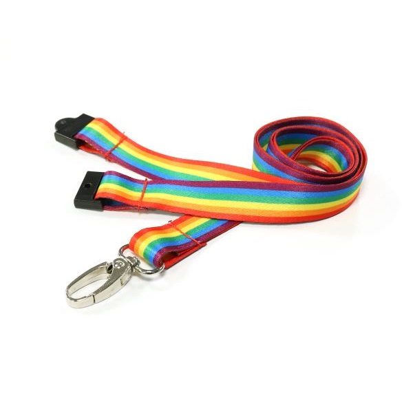 Billede af Regnbue / Rainbow (LGBT / LGBTQIA*) lanyard / Halssnor / Keyhanger / Nøglesnor / Halsrem 15 mm med metal karabinhage (Pride / Pride uge). 60270585