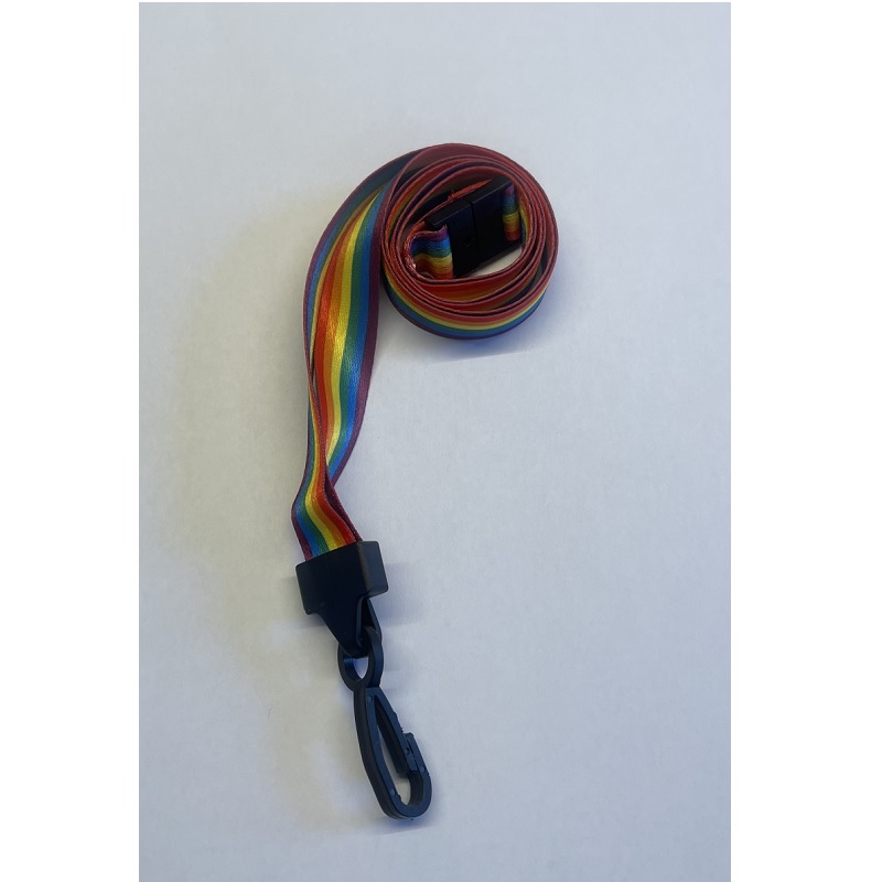 Bilde av Recycled rainbow lanyard / keyhanger 15 mm with Plastic J-Clip. 60270586 (DE,SE,NO,FI,RO,PL)